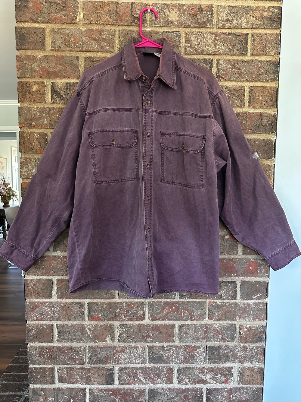 VTG Saugatuck Faded Purple Heavy Cotton Denim Shacket Button Down Vintage Grunge